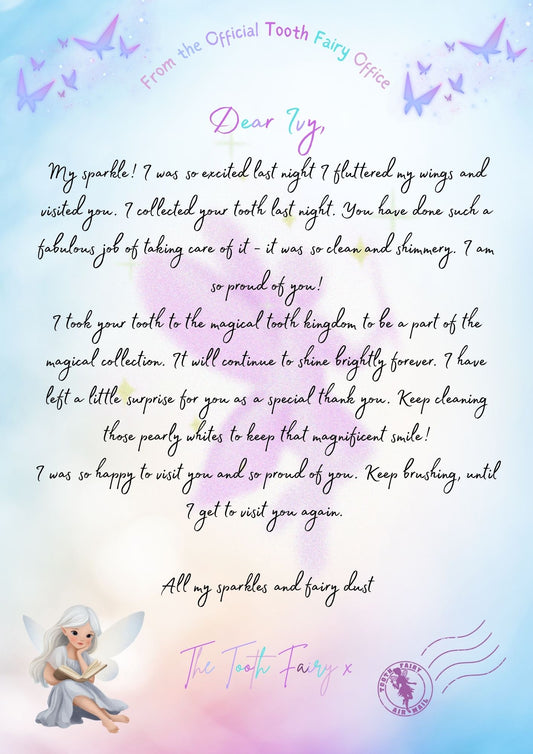 Personalised lost tooth Tooth Fairy Letter