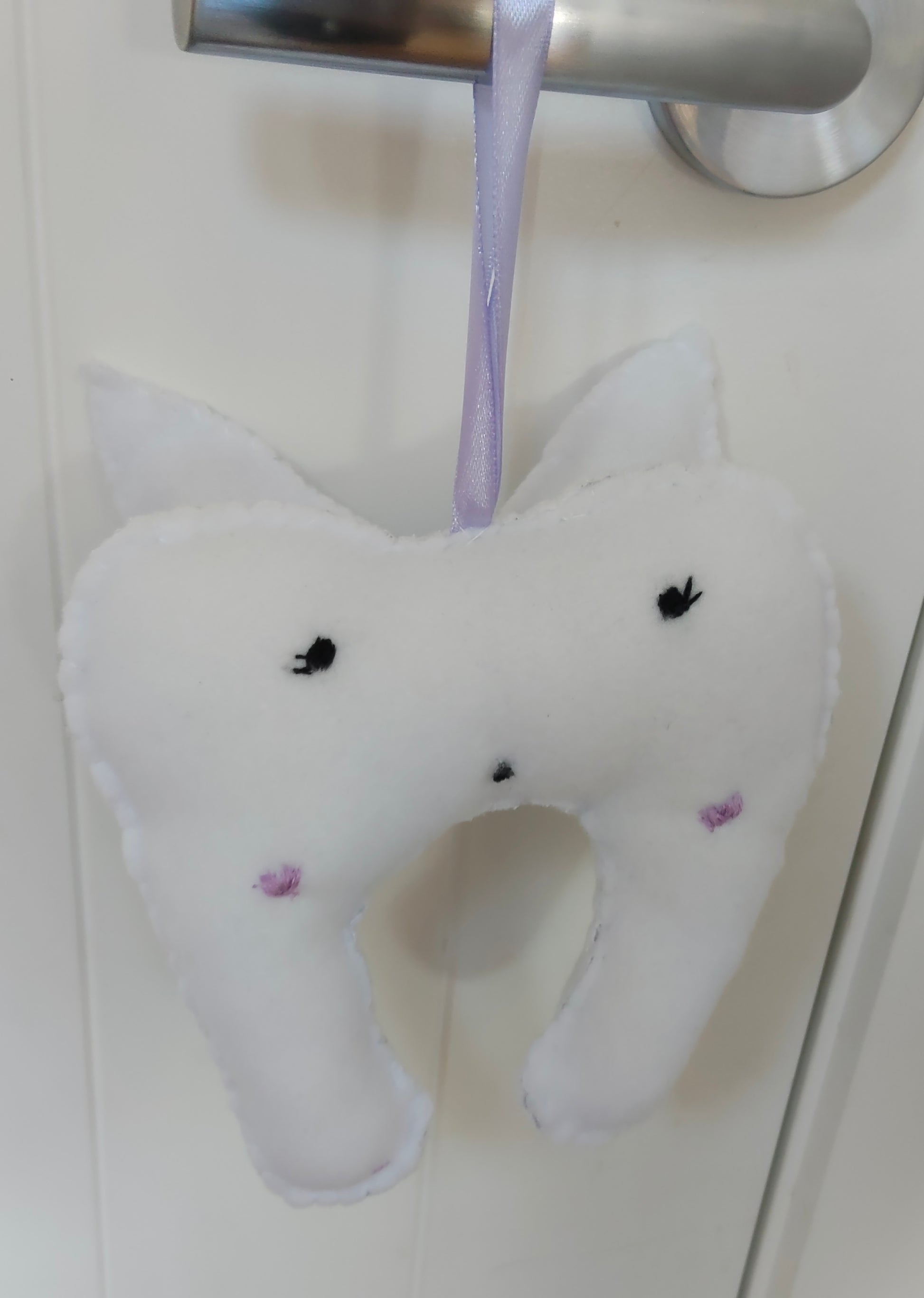 White Plush Fairy Wings, lost tooth, Tooth Fairy pouch, with embroided wings in a purple cotton. 