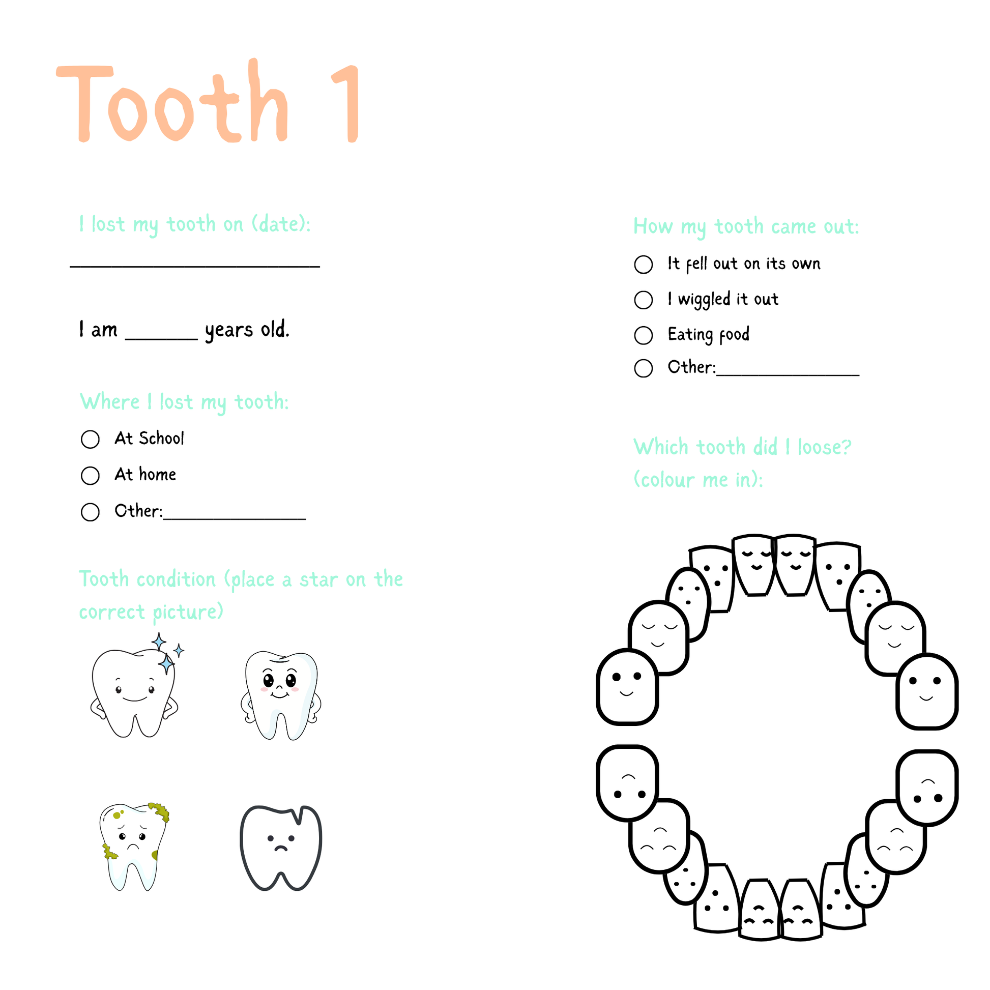 Chronicle those special 'lost tooth' moments with our Tooth Diary 
