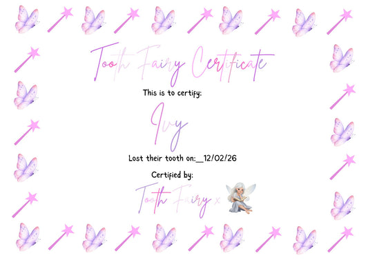 Fairy Lost Tooth Certificate