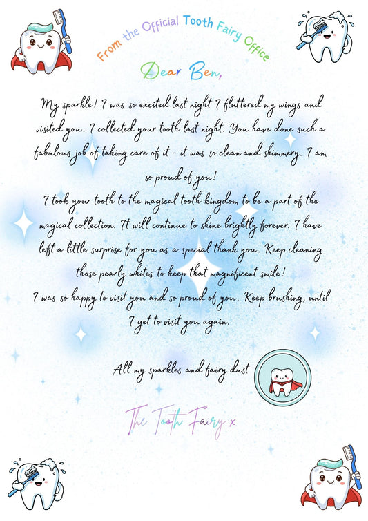 Personalised Tooth Fairy Lost Tooth Letter